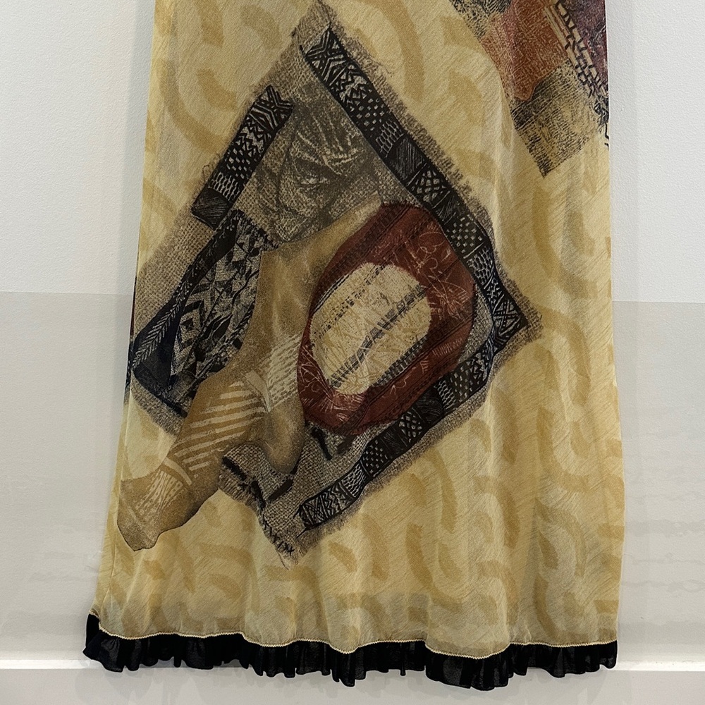 Yellow Patterned Maxi Dress with Tie Neck - Picture 3 of 11